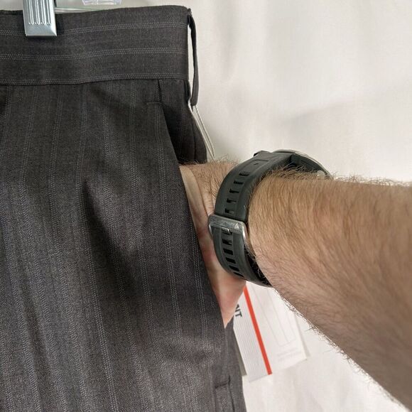 New Axist City Pant Men's 34x32 Grey Striped Flat Front Office Work - Picture 4 of 10